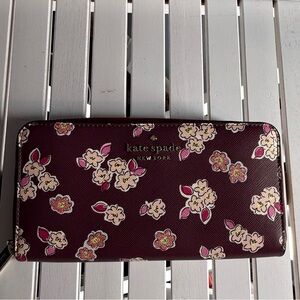 Kate Spade Tinsel Glitter Large Continenatal Deep Berry Wallet